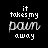 A 3x3 contact sheet of seven animated frames showing a black background with white text "it takes my pain away" in pixelated and cursive fonts, some frames displaying vertical glitch lines.