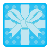 Pixelated blue square icon with light blue snowflake design and small cross patterns on the background.