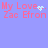 Pixelated text 'My Love Zac Efron' in pink on light purple background with animated heart and sparkle effects.
