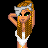 Pixel art contact sheet showing three frames of an animated character with long braided hair, white crop top, gray camouflage pants, and white sneakers against a black background with text "keep it gangsta".
