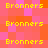 Yellow text 'Bronners' repeated across a of pink and orange pixelated squares on an animated background