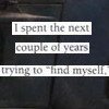 Static image with three horizontal text blocks on a dark background, displaying partial sentence fragments.