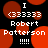 Pixelated red circles on black background with white text reading 'I <33333 Robert Patterson !!!!!' in two identical vertical sections.