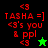 Red text and star symbols on black and green backgrounds with pixelated rendering.