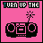 Pixel art animation of a boombox and stereo control on pink background with text changes across frames