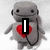 Gray cartoon character with red heart on chest, black headphones, and smiling expression, with text overlays changing across frames.