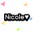 Pixelated black text 'Nicoles' with a heart symbol replaces the final 's', surrounded by scattered pastel-colored pixel clusters on white background.