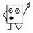 Six distinct pixel-art character poses arranged in a , each with square body and circular eyes