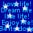 Blue background with white stars and repeated light blue text phrases including 'Love life!', 'Dream life', 'Live life!', 'Enjoy life!', and '34 its done'.