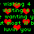 Green text and red hearts on black background with repeated phrases like 'wishing 4' and 'luvin you'.