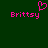 Pixelated pink text 'Brittsy' appears twice on a dark green background, with one instance accompanied by a pixelated heart symbol above it.