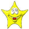 Yellow star-shaped character with white eyes and red mouth in six variations showing different eye shapes and mouth positions.