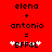 Red background with black text and symbols showing 'elena + antonio = BFF4L' in pixelated font, two versions side-by-side.