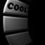 A grayscale animation of multiple 'COOL' text segments arranged in vertical against a black background, with subtle motion effects