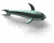 Animated sequence of a teal-colored dolphin swimming left to right across white background with subtle shadow.