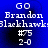 Blue background with white pixelated text reading 'GO Brandon Blackhawk3', '#75', and '2-0' in four identical quadrants.