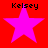 Four identical pink stars on red background with "Kelsey" text above each star, displayed in a