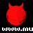 A 4x4 grid of red devil head icons with white text scrolling horizontally across a black background, each frame showing different segments of the URL "www.murderdolls.com".