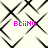 Pixelated animation of intersecting black lines forming shifting geometric patterns with pink text reading 'BLiING' in four corners.