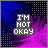 Pixelated text "I'M NOT OKAY" on a purple and blue gradient background with scattered colored dots.