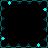 A black square with a teal border containing scattered cyan star shapes and dark blue diamond patterns.