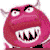 Pixelated pink cartoon character with horns, sharp teeth, and angry expression next to red text reading 'BARNEYBARNEY HAS GONE EVIL!' on white background.