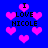 Blue background with pink pixelated hearts and black text reading "I LOVE NICOLE" in four separate sections.