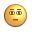 Three pixelated yellow circular faces with brown outlines display sequential facial expression changes against a gray background.
