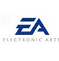 Four EA logo variations arranged in a : blue EA logo with partial 'ELECTRONIC ARTS' text, red EA SPORTS logo in silver circle, blue EA GAMES logo in silver circle, and empty gray space