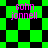 Green and black checkered background with pink text 'gohn jonell' in four positions, transitioning from square to diamond pattern.