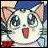 Pixelated close-up of a cat's face with wide eyes and an open mouth, set against a blurred background with indistinct shapes and colors.