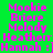 Green background with pink text listing names and a smiley face in three repeated
