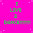 Bright pink background with scattered white dots, green text reading "I LIVE 2 DANCE!!!!!!" arranged in a pattern, and a solid gray rectangle in the bottom-right corner