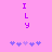 Purple 'ILY' text above five purple puzzle pieces on a pink background, with one piece lighter than others.