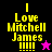 Four pixelated display 'I Love Mitchell James !!!!' text with star symbols, each on distinct background colors