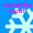 Pixelated snowflake icons with pink text 'samantha mont' on a blue background, showing animation changes in the snowflakes' structure across frames.