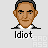 Pixelated character icons in various poses and outfits with 'Idiot' text below each, including Superman-like and formal attire variants.