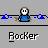 pixelated character icons with 'Rocker' text labels, featuring color backgrounds, varying head styles, and animated sparkles