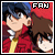 Pixelated anime-style character in red jacket with yellow zipper, blue cap, brown hair, and white collar, with 'FAN' text above.