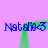 Purple background with green vertical bars and blue text repeating 'Natalie' in four corners.