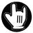 Four circular black-and-white icons display a white hand cursor with three horizontal lines on the palm, each in a different orientation against a black background.