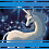 Animated sequence of a white unicorn against dark blue background with yellow text reading 'SHE IS THE LAST UNICORN'