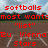 Pixelated red text overlays a baseball field background with clouds and trees, displaying phrases about softball and base stealing.