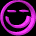 Three purple circular icons with smiling faces on black background, each showing different angles of the same character.