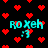 Black background with scattered red pixelated hearts and cyan text reading 'ROXEH' with a musical note symbol, animated in four repeated cycles.