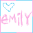 Four pixelated display alternating heart and name text in pink and blue, with a border