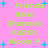 Pixelated green text on pink background with blue plus signs, displaying names and 'Friends' in two
