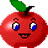 Three pixelated red apple characters with green leaves, each displaying distinct facial expressions in a contact sheet layout.