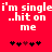 Red background with white pixelated text reading "i'm single...hit on me" and a of five black-and-red heart symbols below