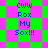 Pixelated text "CWW Rox My Sox!!!" on green and pink checkered background with diamond-shaped pattern variations.